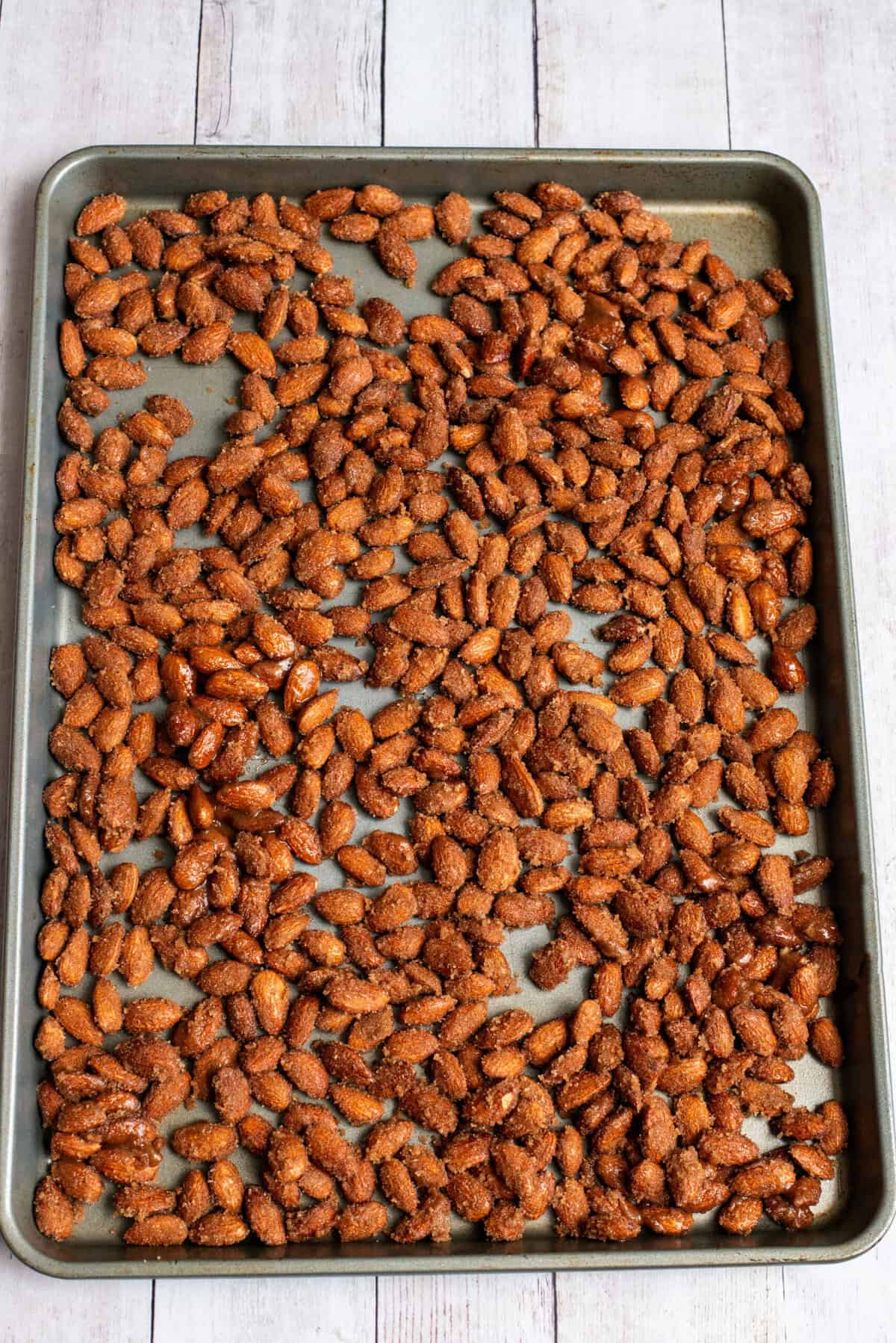 Spread almonds evenly in a single layer