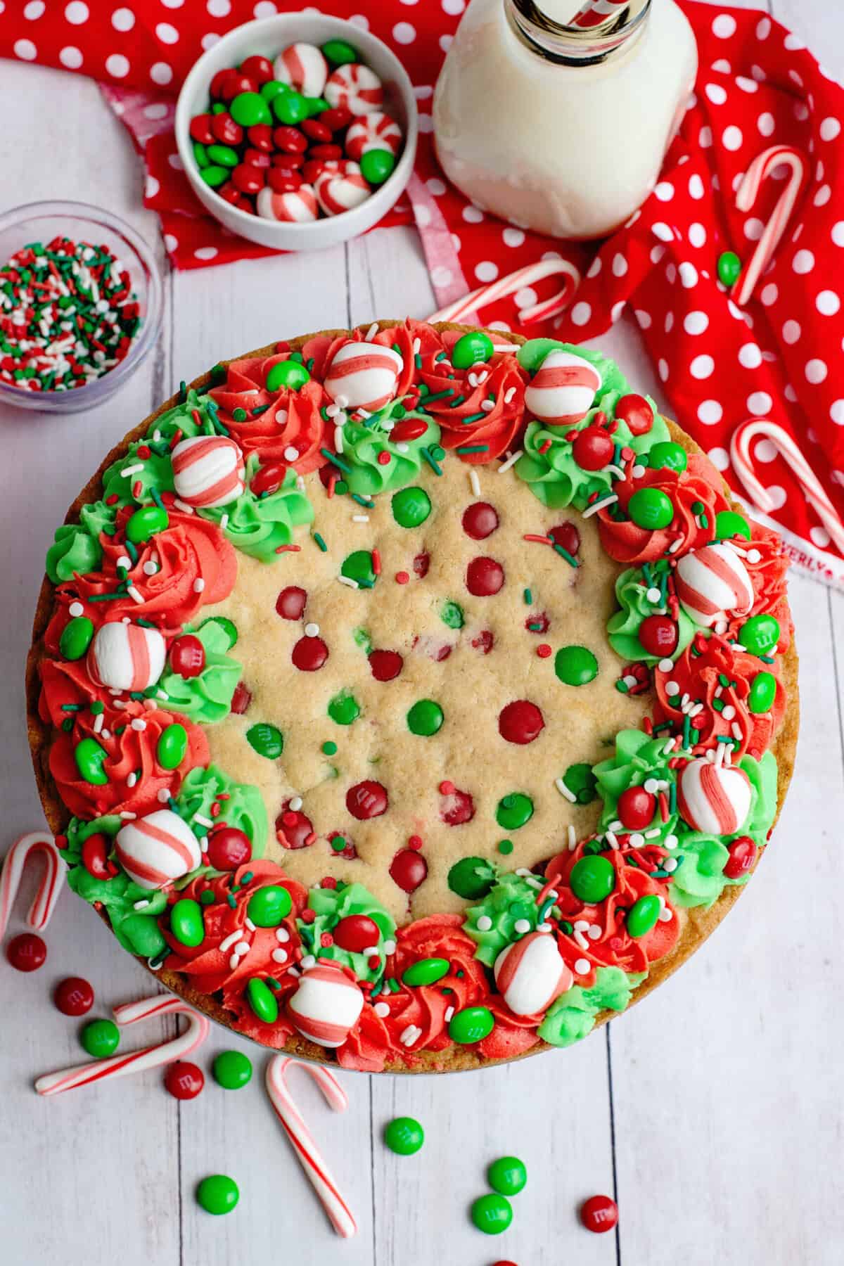 Christmas Sugar Cookie Cake completed