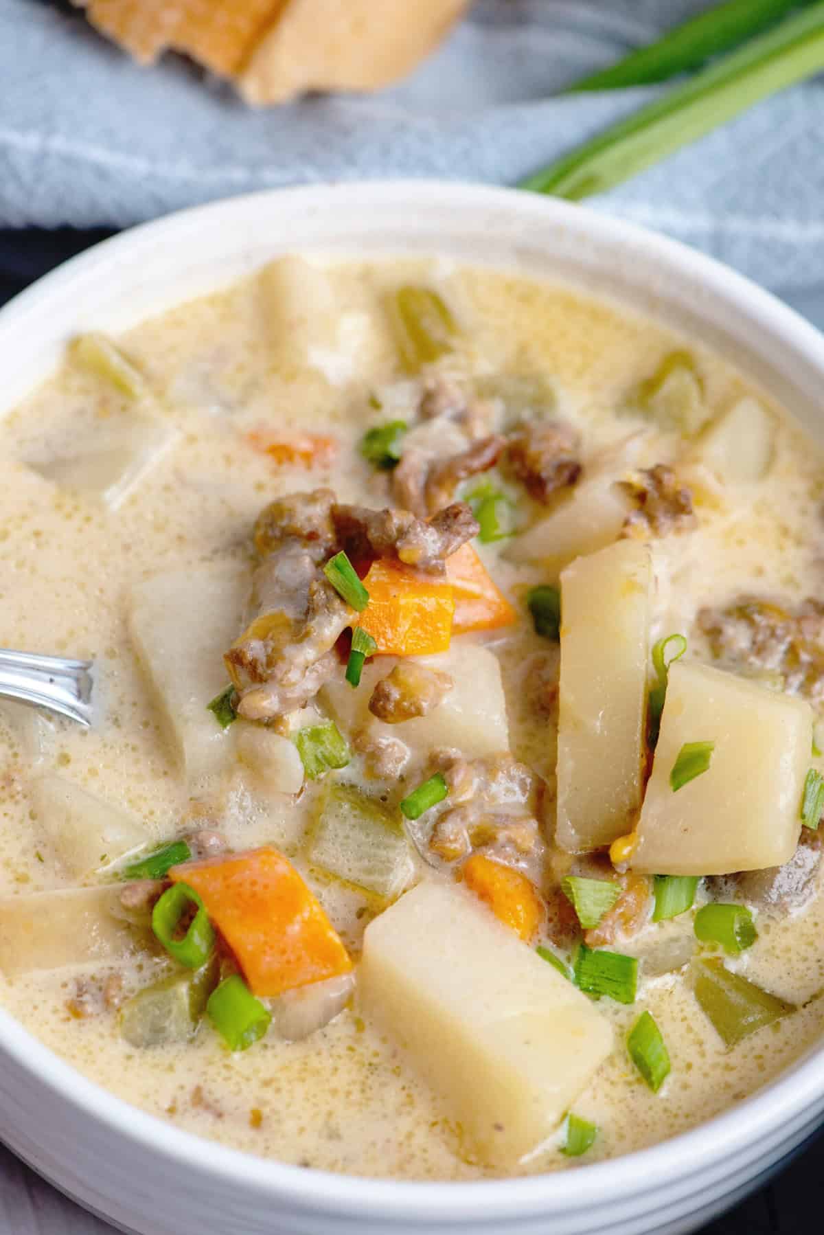 Crockpot potato and hamburger soup