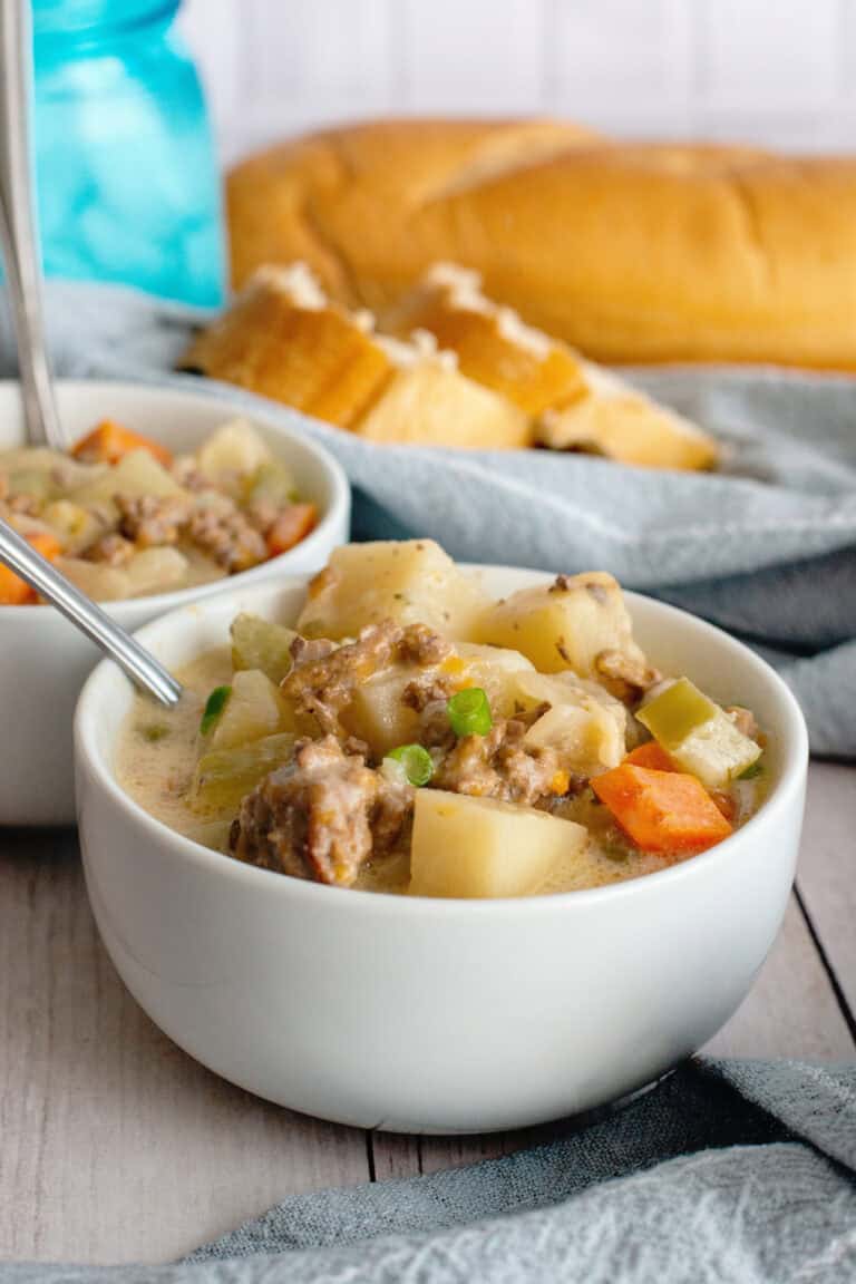 Crockpot potato and hamburger soup