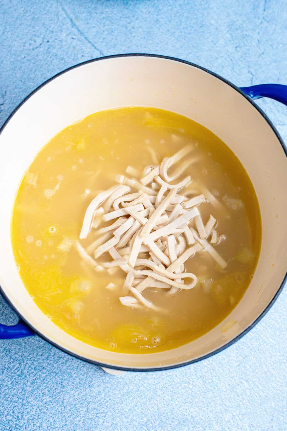 add frozen noodles to soup