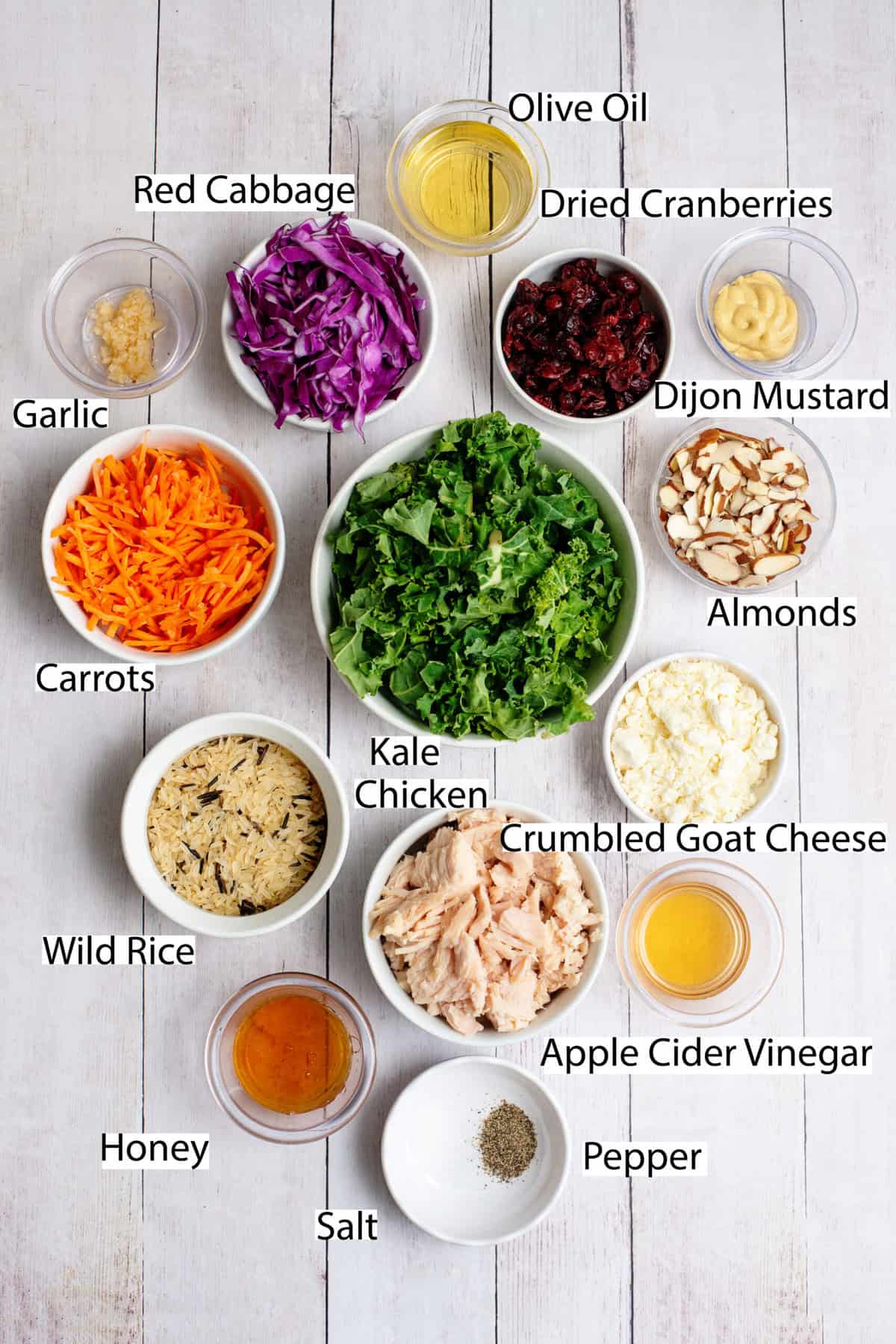 Ingredients for Copycat Cubby's Chicken, Wild Rice & Kale Salad