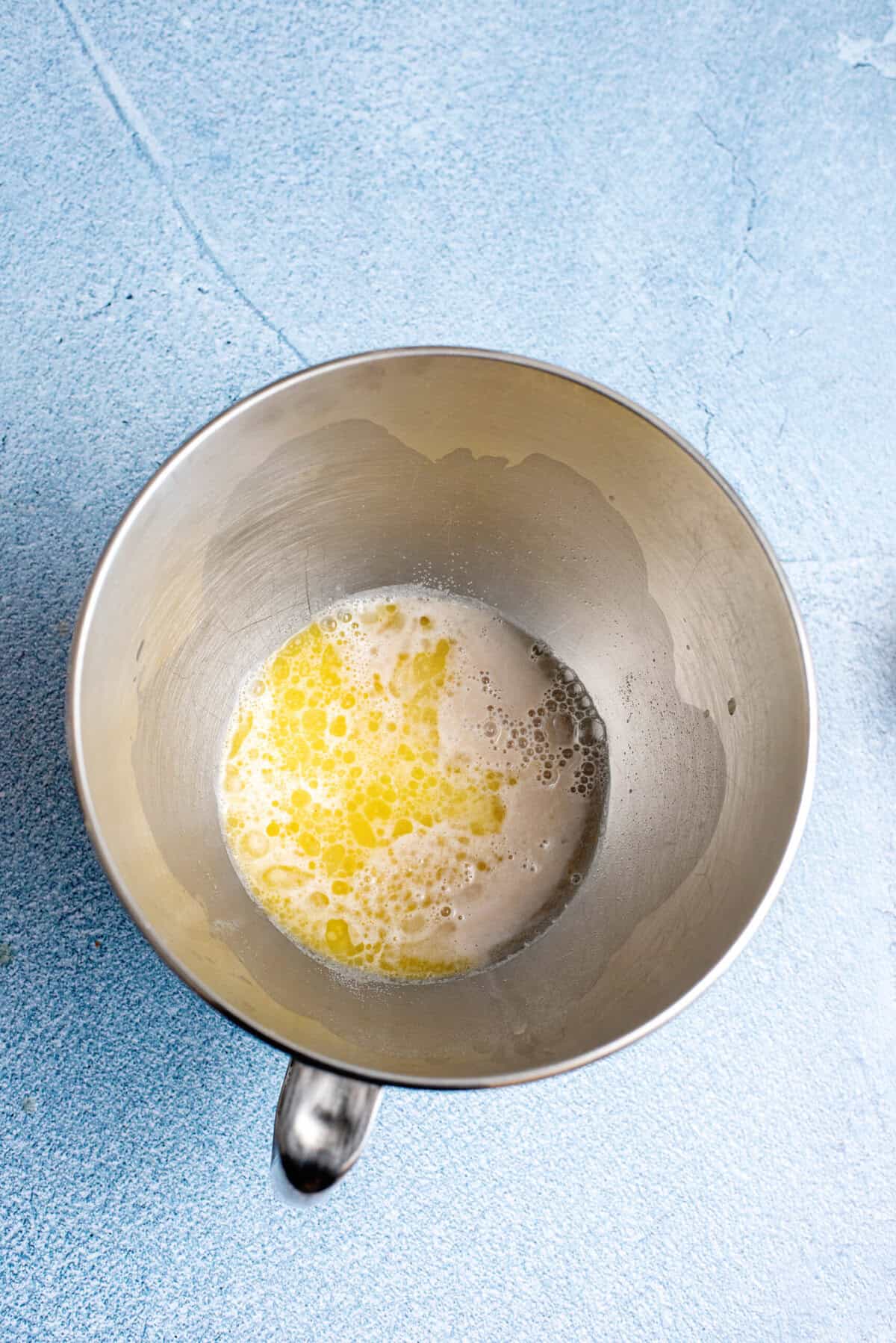 Add melted butter, flour and salt to mixture