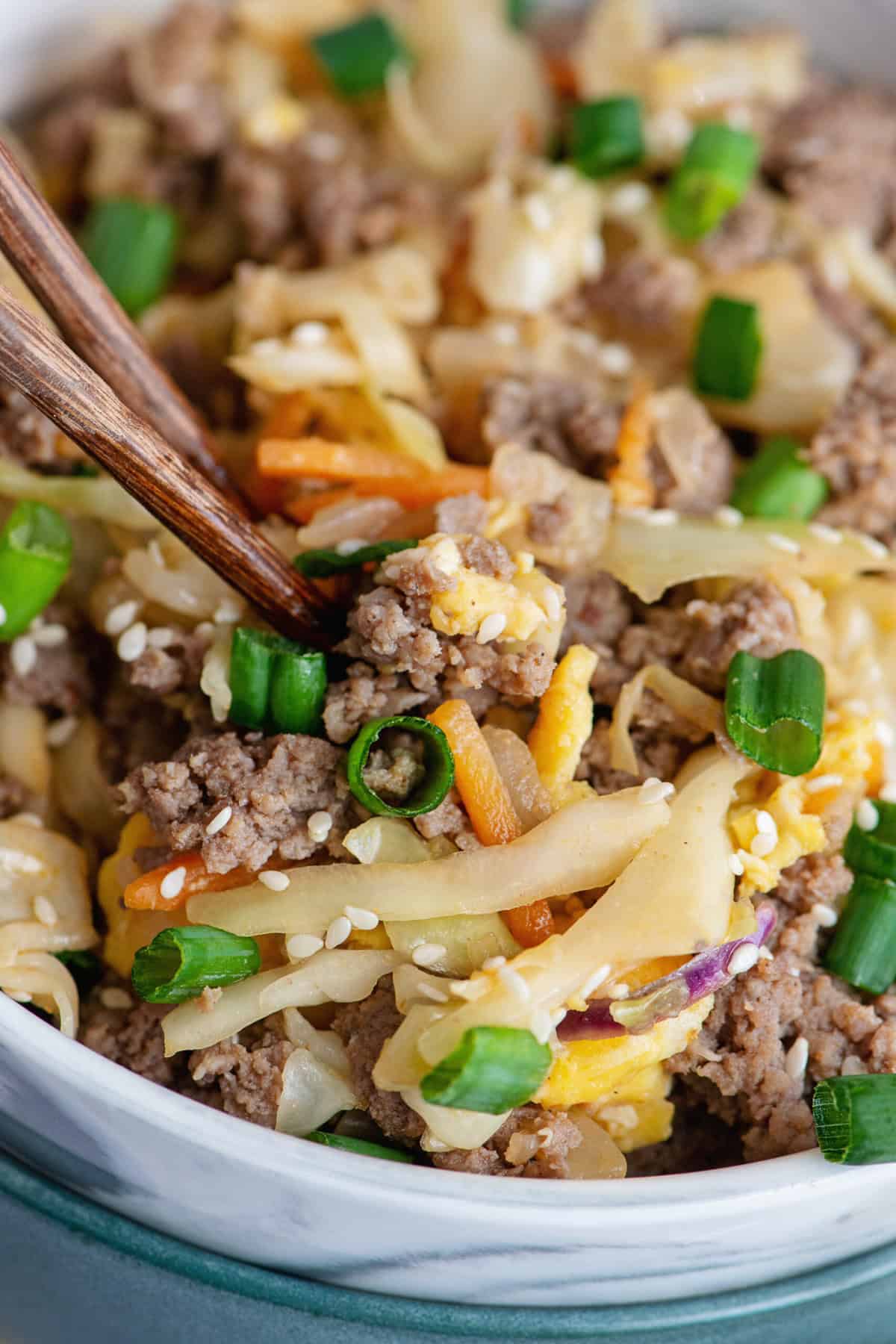 Eggroll in a Bowl close up