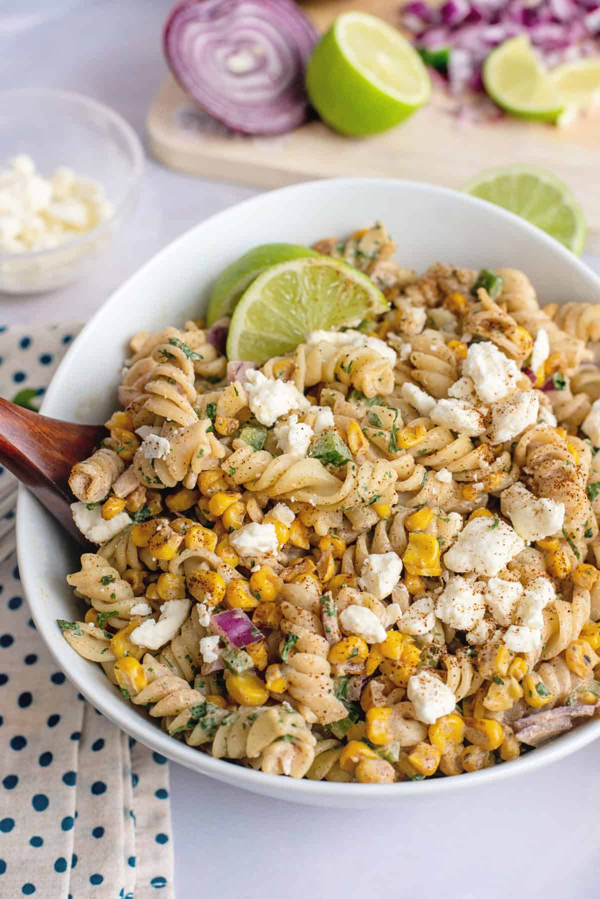 Close of of Mexican Street Corn Pasta