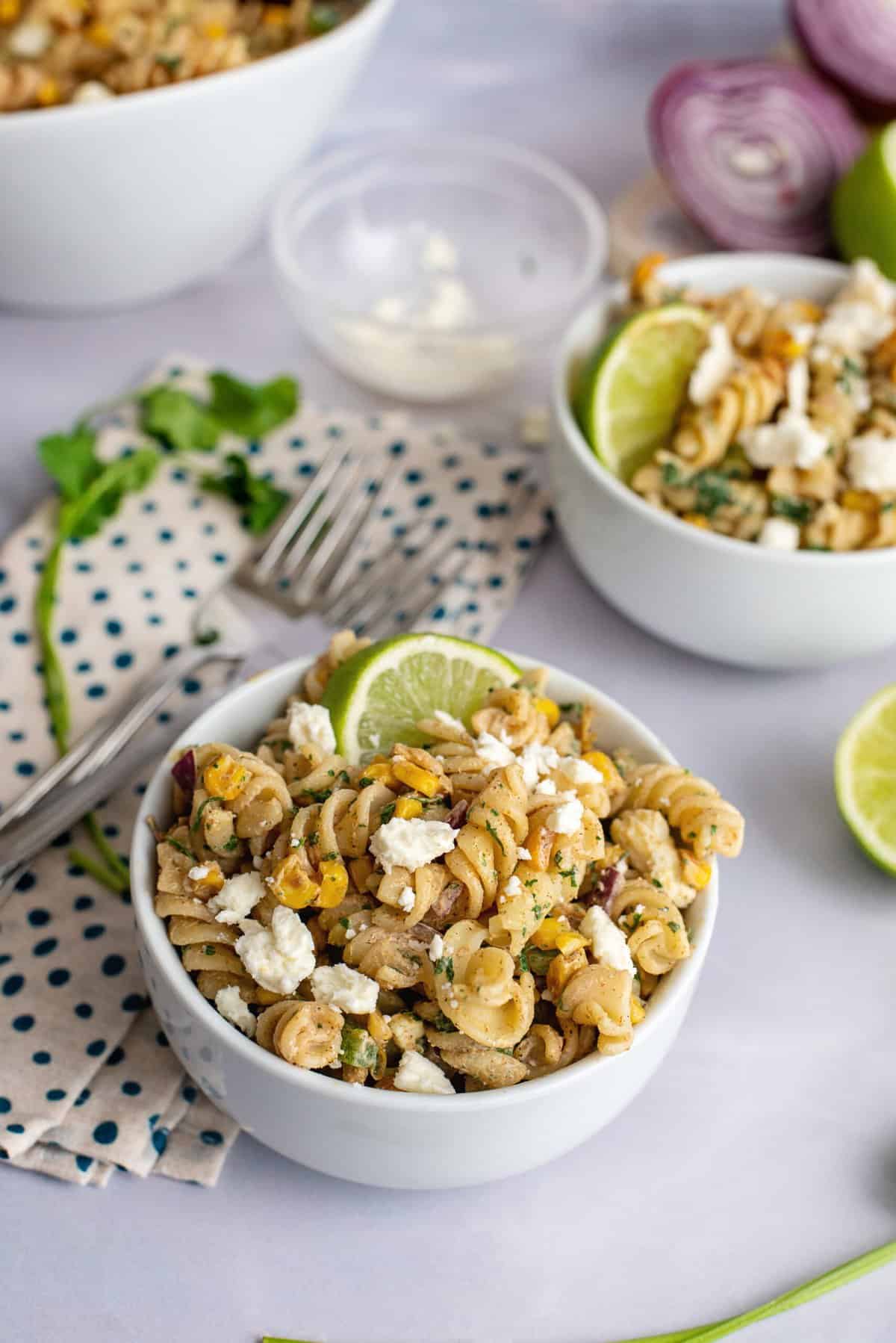 Mexican Street Corn Pasta portions