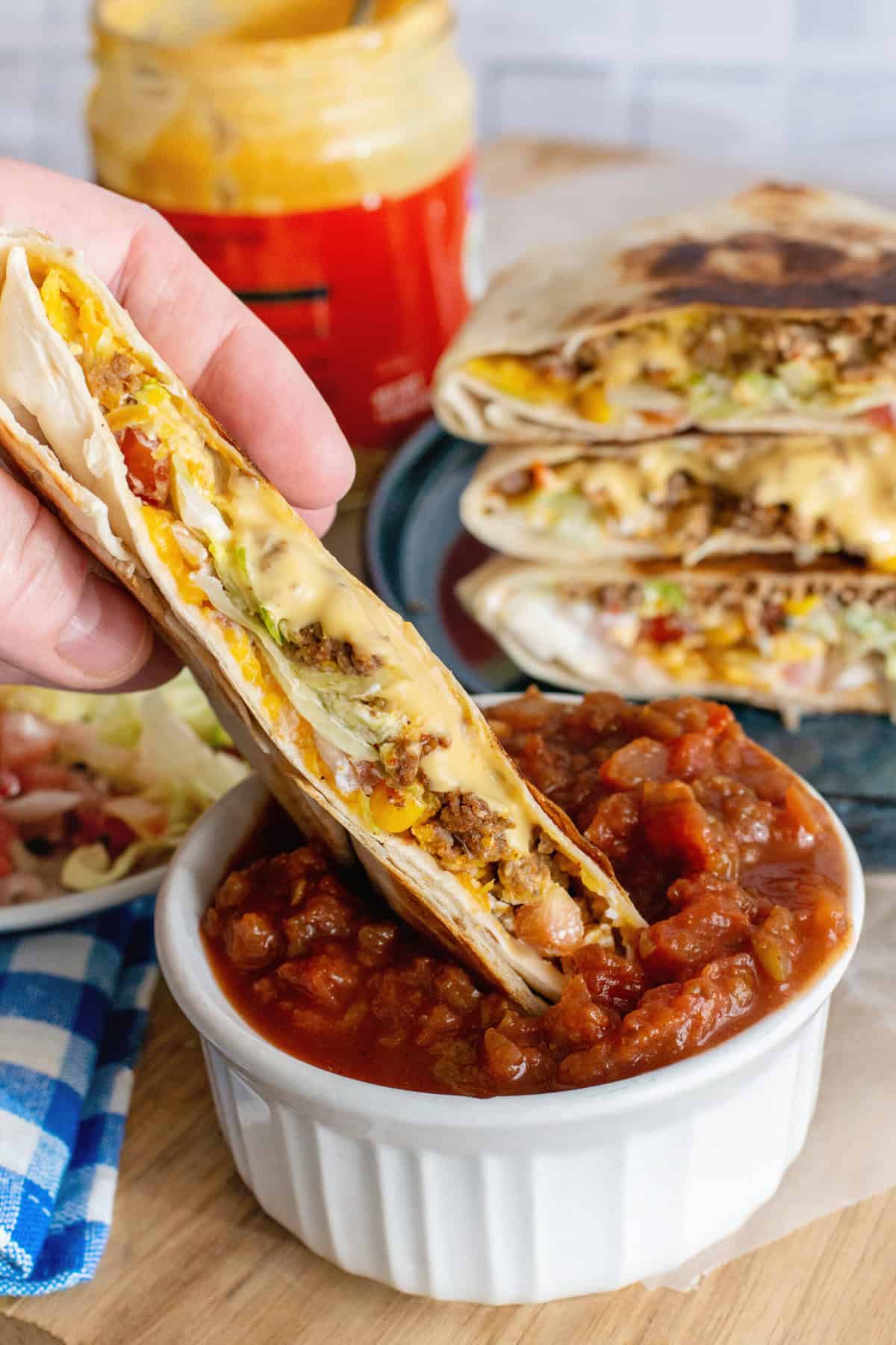 Serve Crunchwrap Supreme with Sauce for dipping