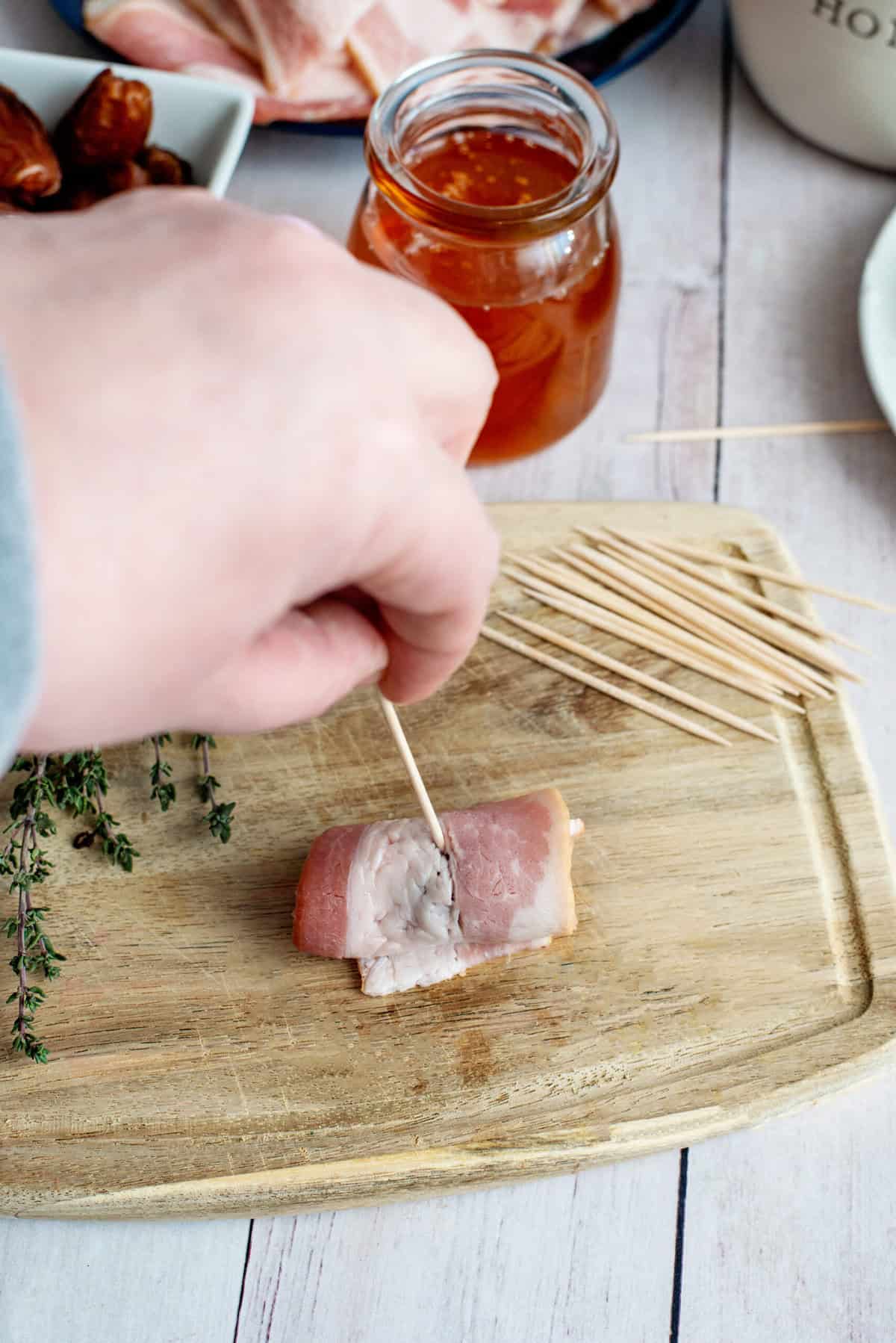 Secure bacon with a toothpick